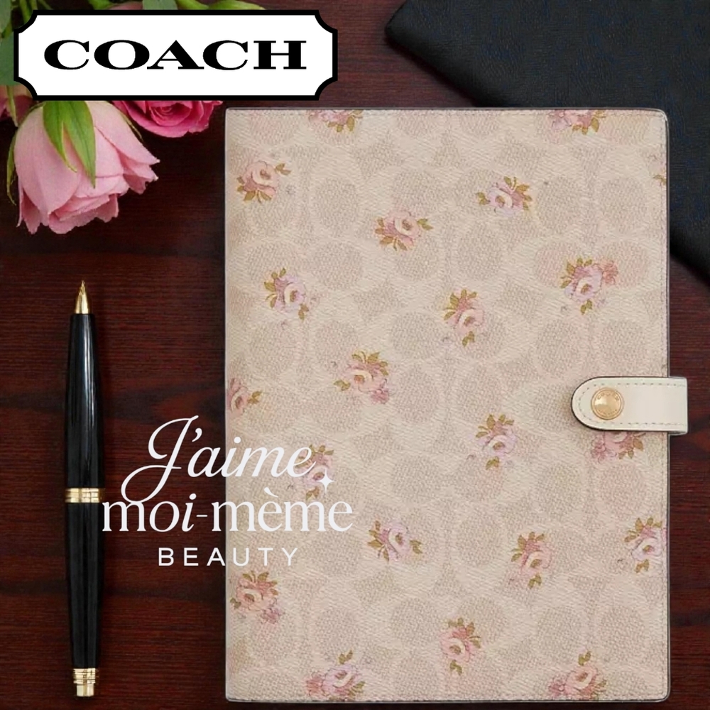 Coach Pink Floral Blooms Signature C Canvas Notebook